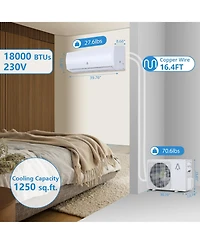 Xo 18000 Btu Mini Split Ac and Heat Pump, 21 SEER2 Inverter, WiFi and Alexa, Cools 1250 Sq. Ft, 230V Kit
