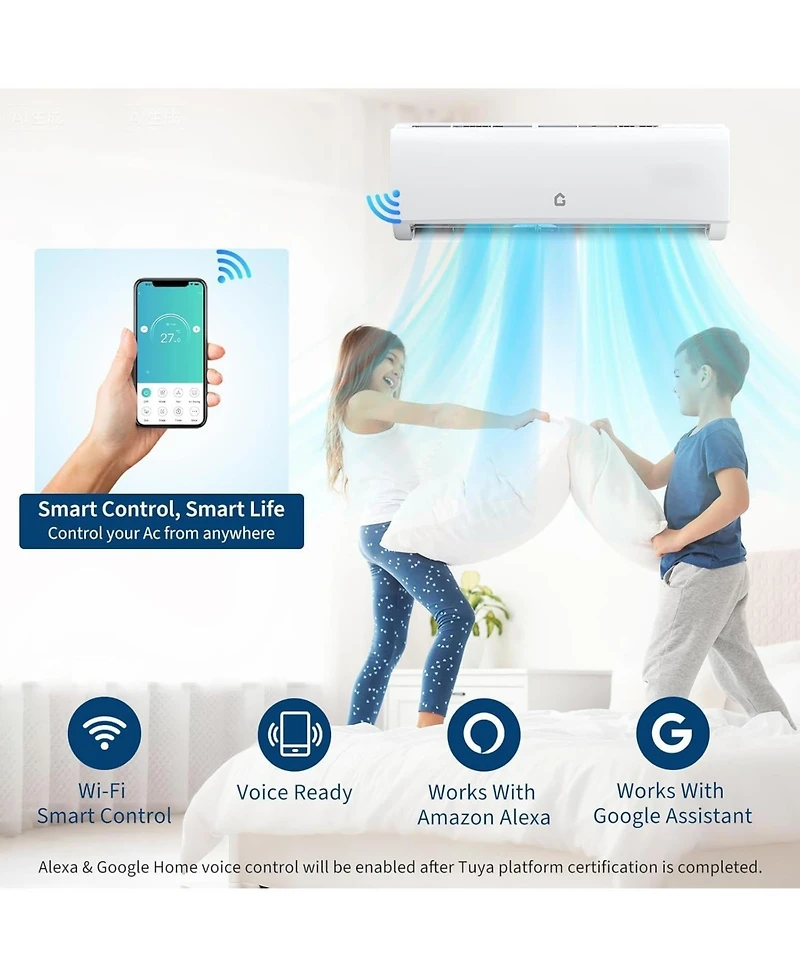 Xo 35000 Btu 3-Zone Mini Split Ac and Heat Pump, 9k+12k+18k, 19 SEER2, WiFi Alexa, Pre-Charged, 230V