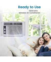 Xo 2-in-1 5000 Btu Quiet Efficient Window Air Conditioner for Bedroom, Office, Living Room, Quick Install Kit