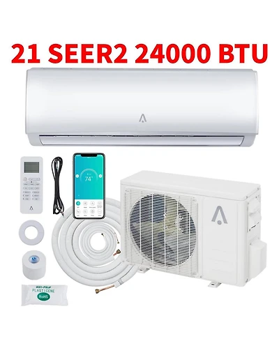 Xo 24000 Btu 21 SEER2 Wall-Mounted Mini Split Air Conditioner with Heat Pump and Installation Kit, Wifi Enabled, Cools Up to 1500 Sq.Ft. 208-230V