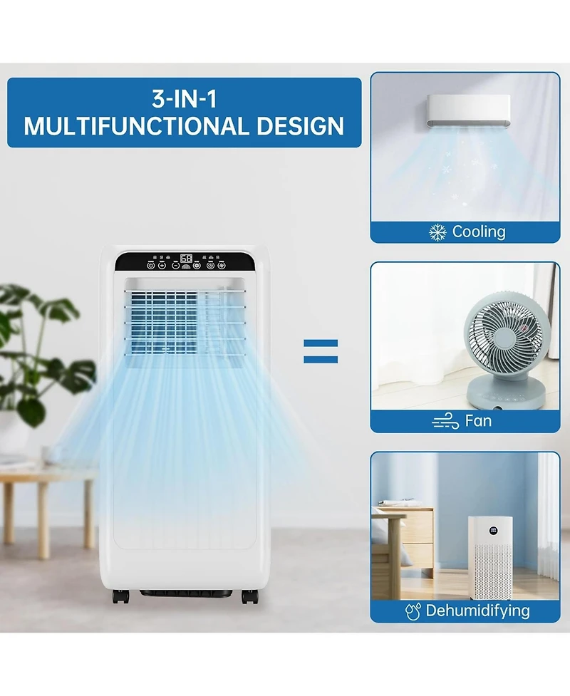 Xo 8000 Btu Portable Air Conditioner with Remote Control, 24H Timer and Smart/ Sleep Mode for Rooms Up to 350 sq.