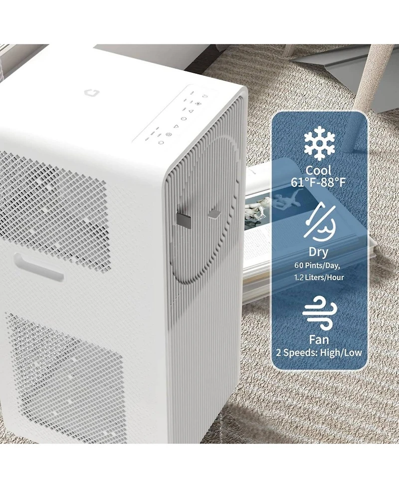 Xo Space-Saving 10,000 Btu Portable Air Conditioner, Easy Operation for Home and Office for Rooms up to 450 sq.ft.
