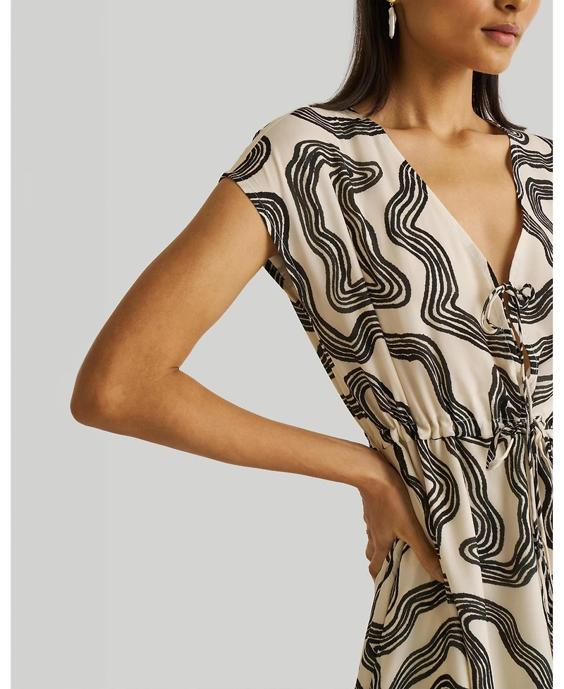 Reistor Women's Deep V-neck Gathered Dress