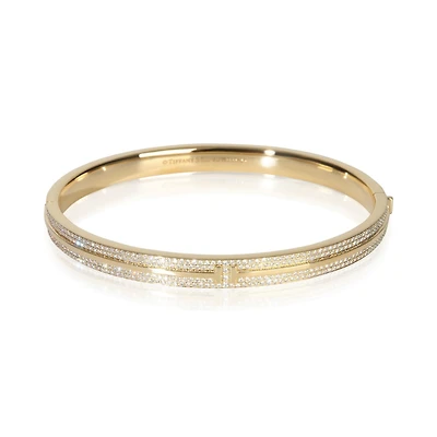 Pre-Owned Tiffany & Co Yellow Gold Diamond Tiffany T Hinged Bangle Bracelet
