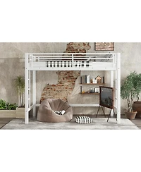 Streamdale Furniture Metal Loft Bed with Ladder and Guardrails
