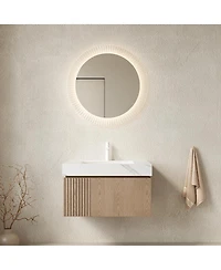 Sillysis Wall Mounted Bathroom Vanity, Sintered Stone Top, Carrara Ceramic Sink, Soft Close Cabinet