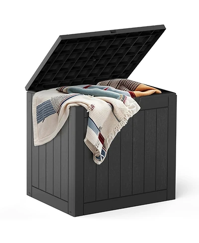Yiortwo 31 Gallon Lockable Deck Box, Waterproof Resin Outdoor Storage with Lid