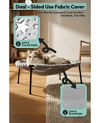 Ltmate Elevated Cat Bed,Glow-in-The-Dark Fabric for Large Indoor Cats, Breathable Cover