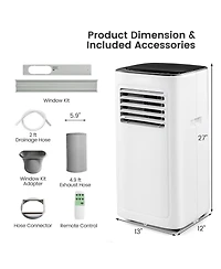Ecooso 9000 Btu(Ashrae) Air Conditioner with Dehumidifier and 24H Timer