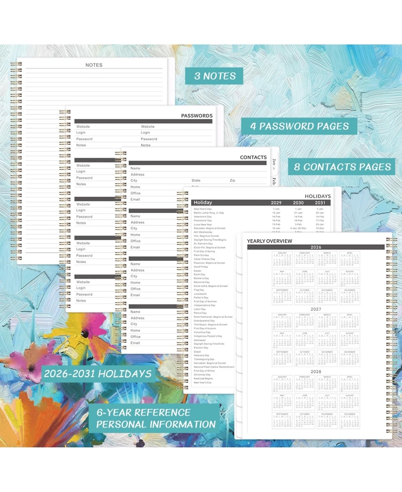 Gnuadz 2026-2031 Monthly Planner 5 Year Calendar Twin-Wire Binding Waterproof Cover