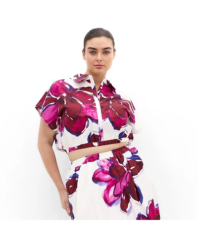 City Chic Women's Holiday Bloom Print Shirt