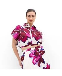 City Chic Women's Holiday Bloom Print Shirt