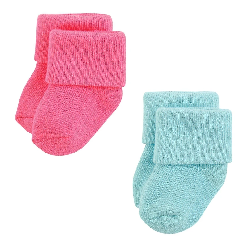 Hudson Baby Infant Girls Cotton Rich Newborn and Terry Socks -Pack