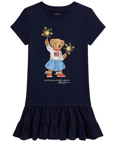 Polo Ralph Lauren Girls' 2T-6X Bear Tiered Short-Sleeve Dress