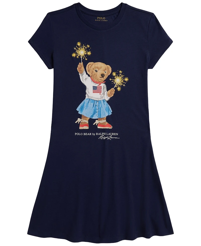Polo Ralph Lauren Girls' 7-16 Bear Short-Sleeve Jersey Dress