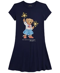 Polo Ralph Lauren Girls' 7-16 Bear Short-Sleeve Jersey Dress