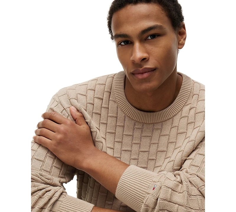 Tommy Hilfiger Men's Mock Cable Crewneck Sweater
