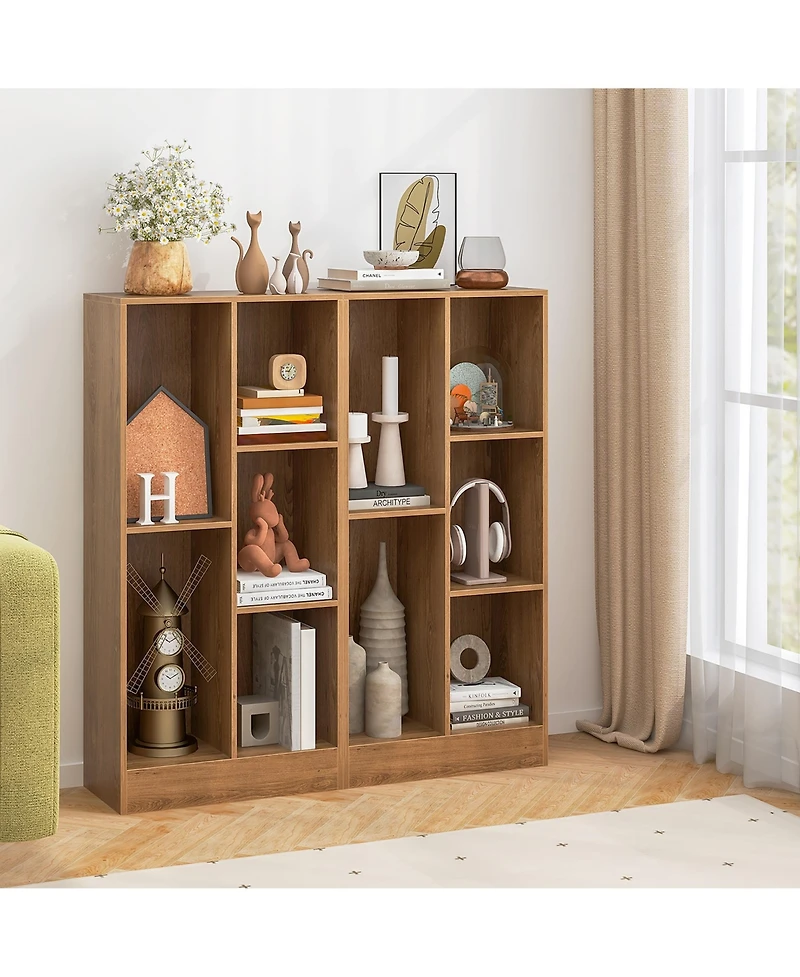 Gymax 5 Cube Bookshelf 41 Inch Floor Bookcase with 2 Anti Tipping Kits Freestanding Storage