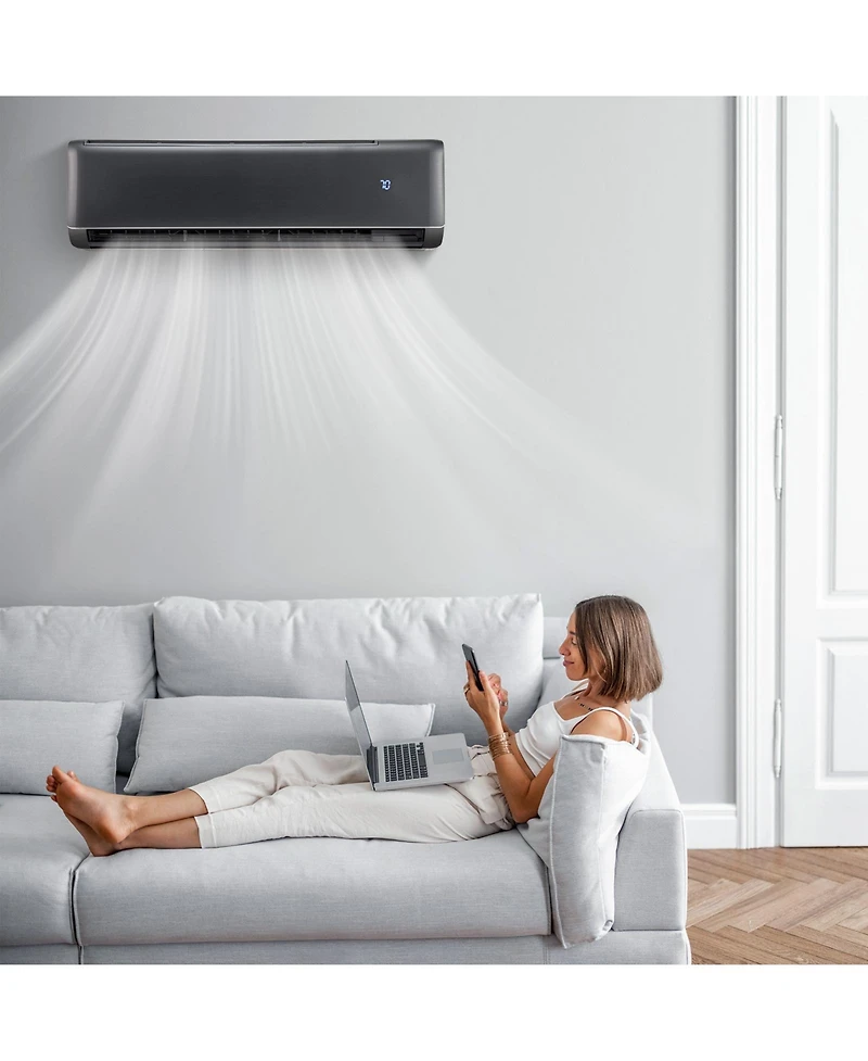Ecooso Energy Star Certified 24000 Btu 21 SEER2 208-230V Mini Split Air Conditioner and Heater Gray Wifi Enabled