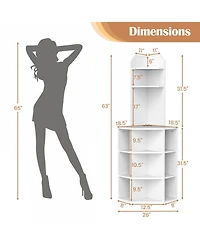 Gymax Set Of 2 6 Tier Corner Shelf 63 Inch Tall Corner Bookshelf with 2 Usb Ports and Charging