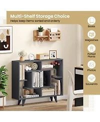 Gymax Bookshelf Geometric Bookcase with Anti Tipping Kit Storage Shelving Unit