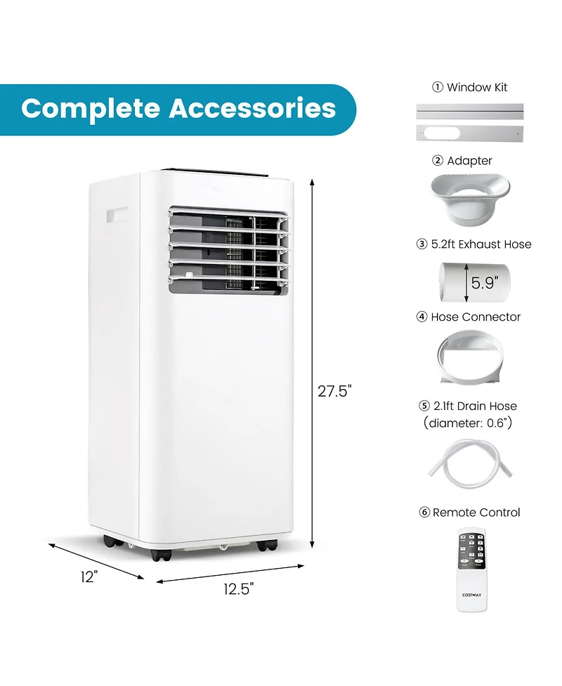 Ecooso 8000 Btu(Ashrae) Portable Air Conditioner with Remote Control