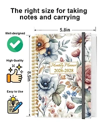 Gnuadz 2026-2028 Monthly Planner 36 Month Calendar Flexible Cover Inner Pocket Home School Office Colorful Large Flower