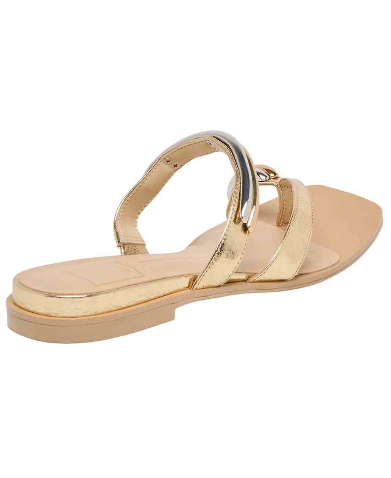 Dolce Vita Women's Tarina Square Toe Embellished Flat Sandals