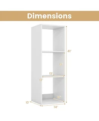 Gymax 3 Cube Bookshelf Modern Vertical Bookcase with Back Guardrail and Anti Tipping Kits