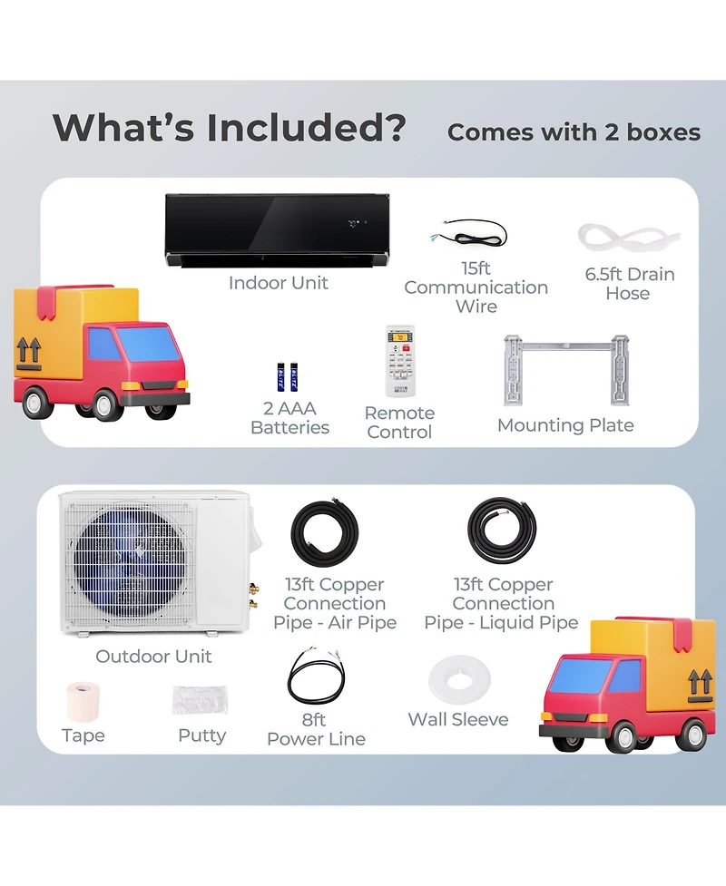 Ecooso 12000 Btu 22 SEER2 208-230V Wifi Enabled Mini Split Air Conditioner and Heater