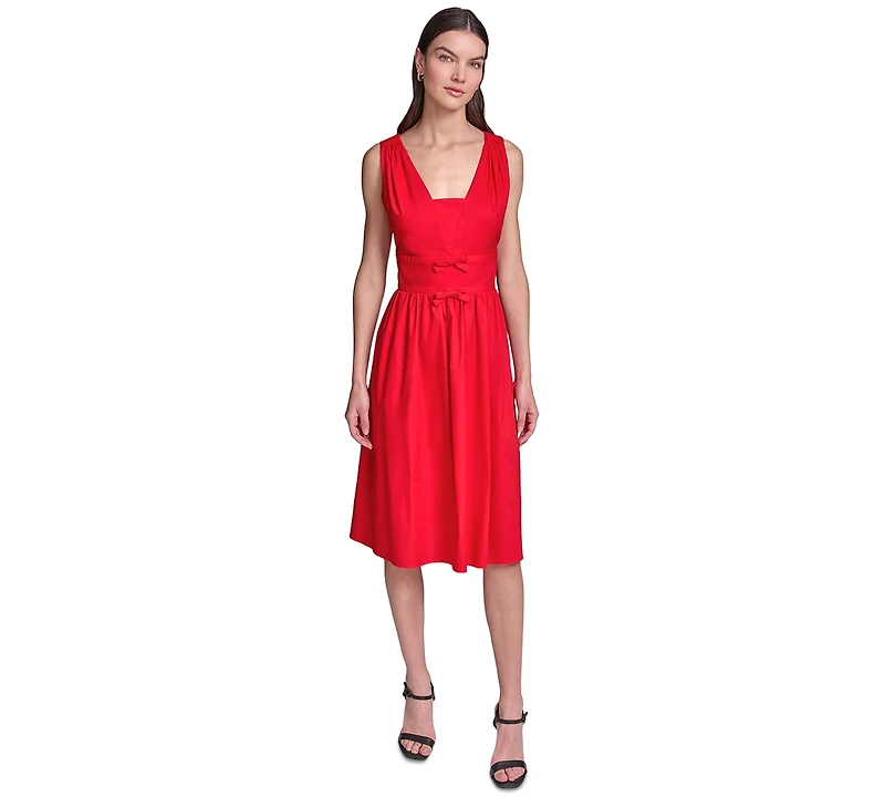 Karl Lagerfeld Paris Women's Double Bow Fit & Flare Midi Dress