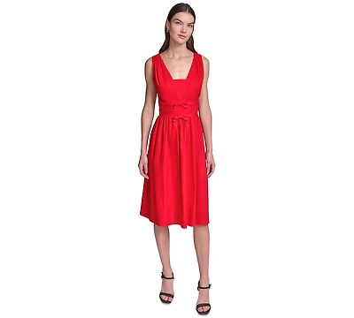 Karl Lagerfeld Paris Women's Double Bow Fit & Flare Midi Dress