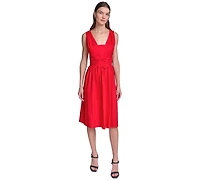Karl Lagerfeld Paris Women's Double Bow Fit & Flare Midi Dress