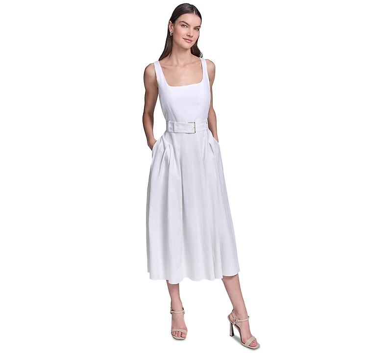 Karl Lagerfeld Paris Women's Square Neck Fit & Flare Midi Dress