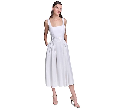 Karl Lagerfeld Paris Women's Square Neck Fit & Flare Midi Dress