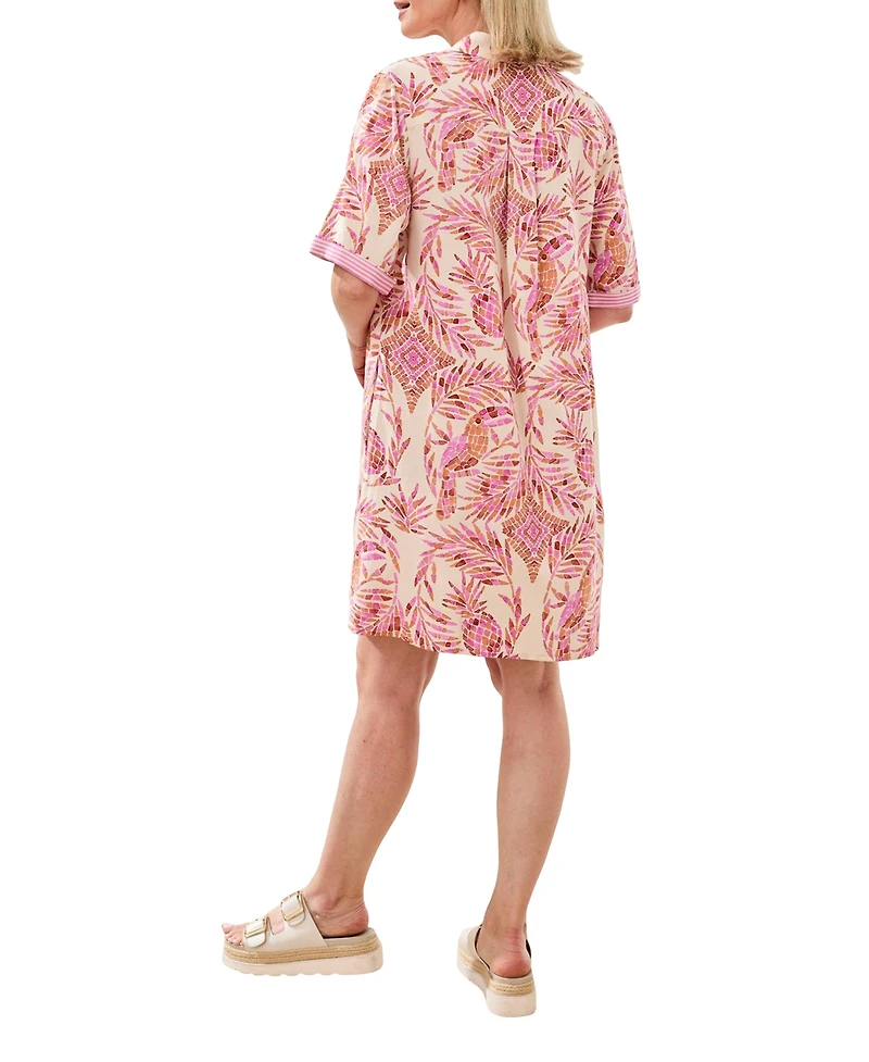 Tribal Women's Rayon Linen Button-Front Dress