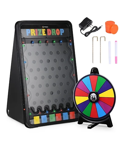 WinSpin 19x30" Prize Drop Board with Led Light and 12" Prize Wheel Fortune Game