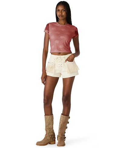 Steve Madden Women's Cropped Round Neck Top