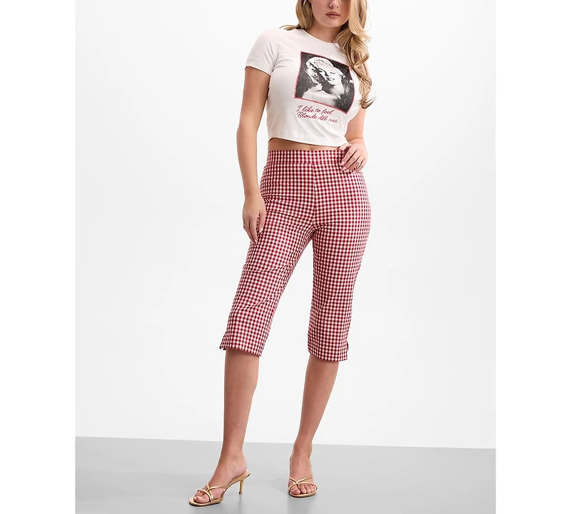 Guess Women's Marilyn Short-Sleeve Crewneck Crop T-Shirt