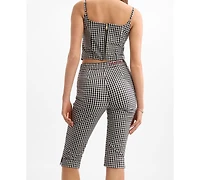Guess Women's Marilyn Vichy Mid-Rise Capris