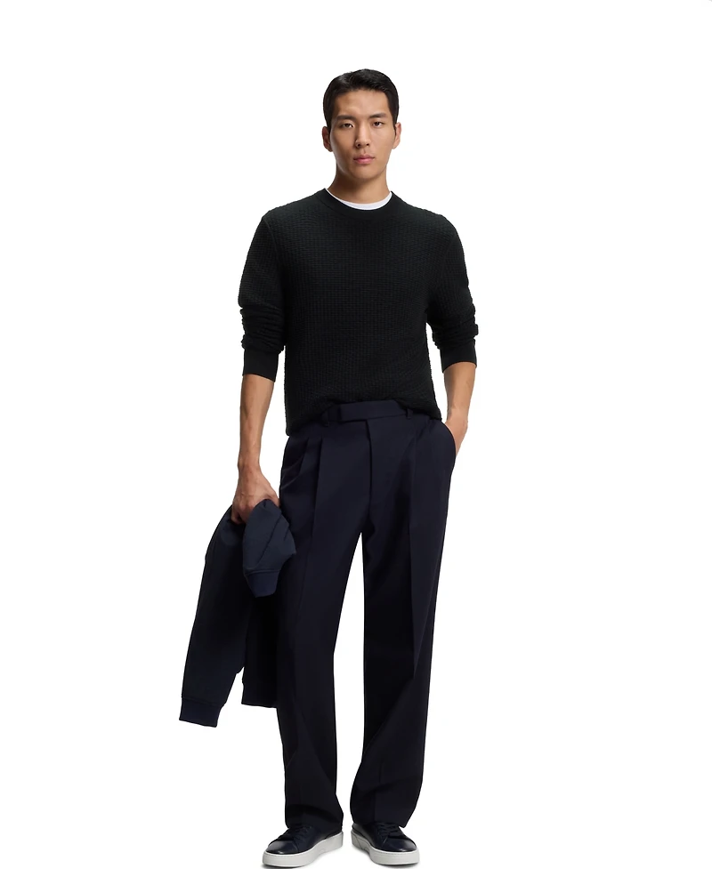 Boss by Hugo Men's Knitted Structure Cotton Sweater
