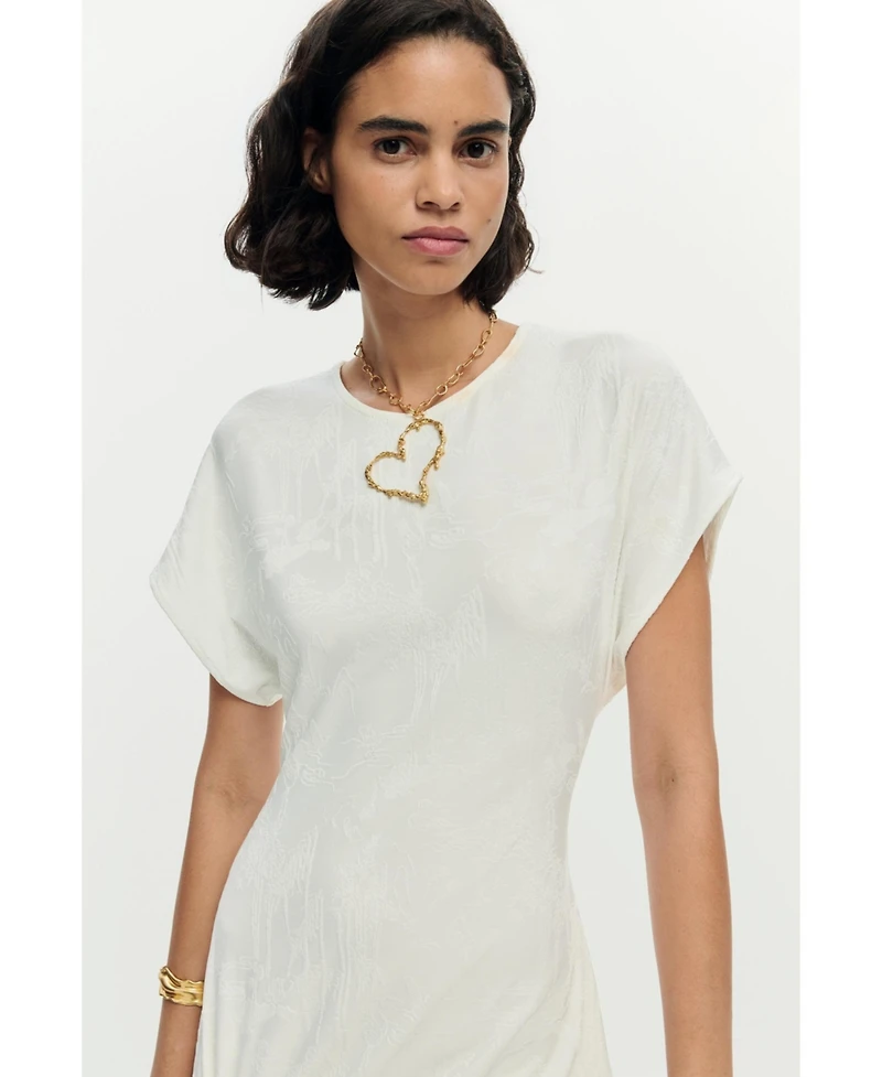 Desigual Women's Long white knit dress