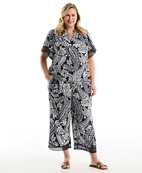 Rafaella Plus Paisley Crochet Trim Pant
