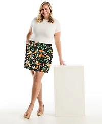 Rafaella Plus Orange Print Horse Bit Belted Skort