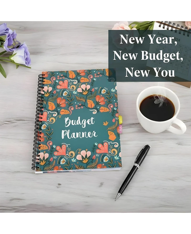 Gnuadz Budget Planner Bill Organizer Expense Notebook Floral Spiral
