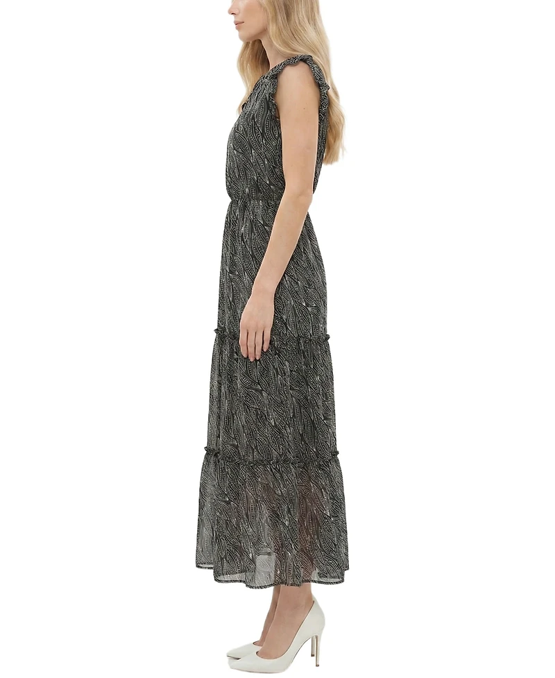 Ny Collection Petite Flutter Sleeve Tiered Dress