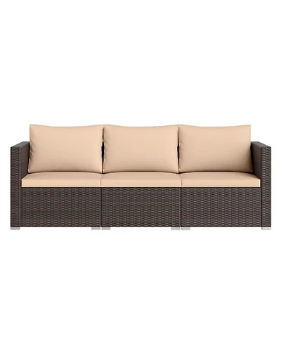 Yiortwo 3-Piece Patio Sectional Sofa Set, Pe Rattan Modular Couch with Cushions