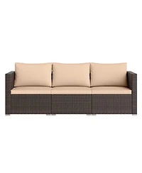 Yiortwo 3-Piece Patio Sectional Sofa Set, Pe Rattan Modular Couch with Cushions