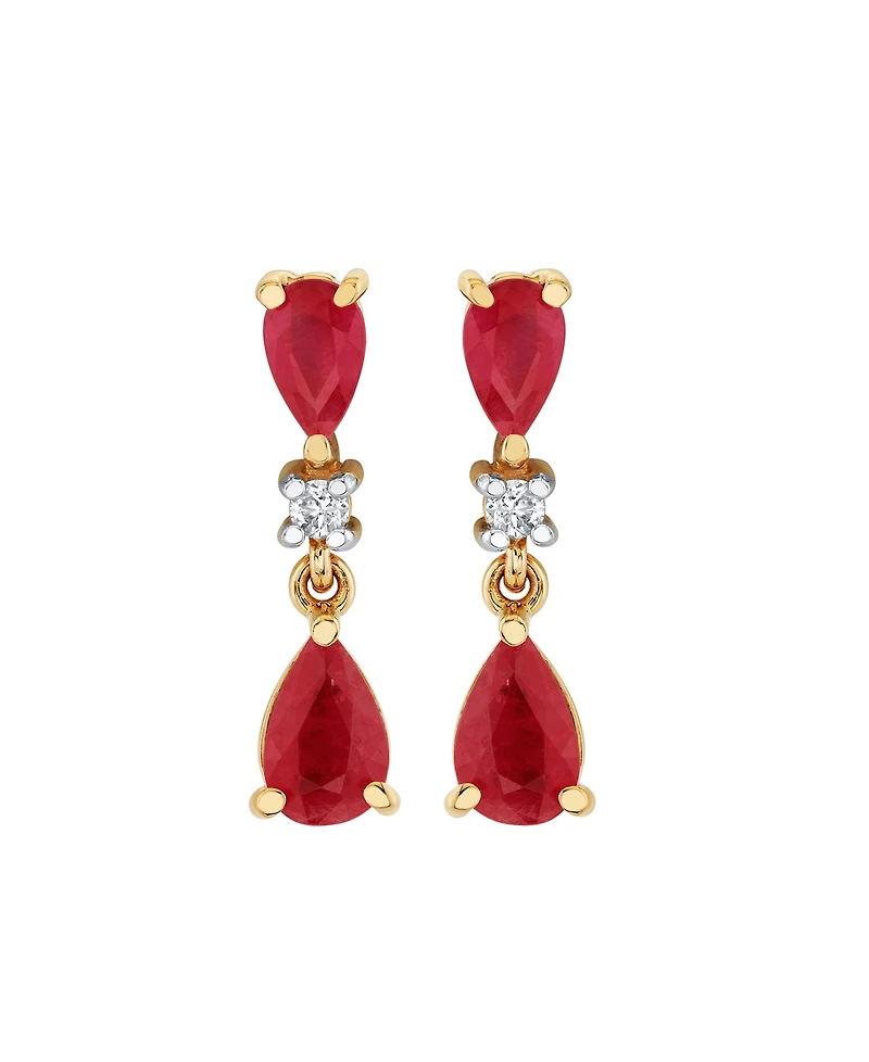 Macy's Ruby (1-5/8 ct. t.w.) & Diamond Accent Drop Earrings in 10k Yellow Gold
