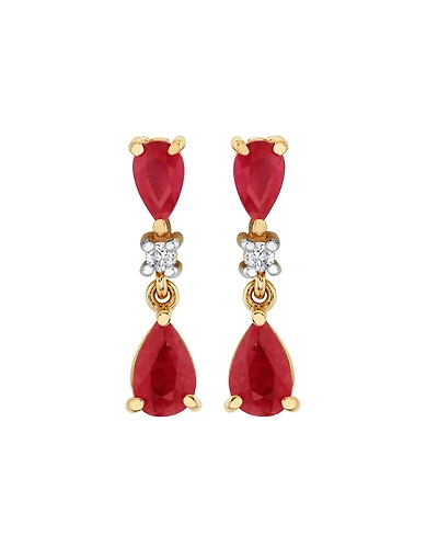 Macy's Ruby (1-5/8 ct. t.w.) & Diamond Accent Drop Earrings in 10k Yellow Gold